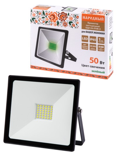 Прожектор светодиодный СДО-04-030Н-К (красный свет) 30 Вт, IP65, черный, Народный