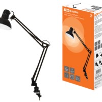 Светильник струбцина 220В, 40Вт, E27 черный глянец TDM