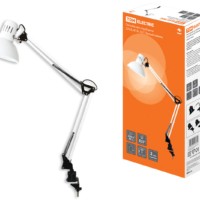 Светильник струбцина 220В, 40Вт, E27 белый глянец TDM