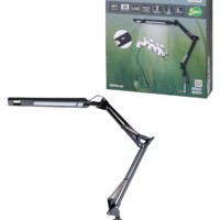 Светильник светодиодный струбцина СН-30, 2 колена, диммер, 220 В, 9 Вт, 5000 К, черный, TDM