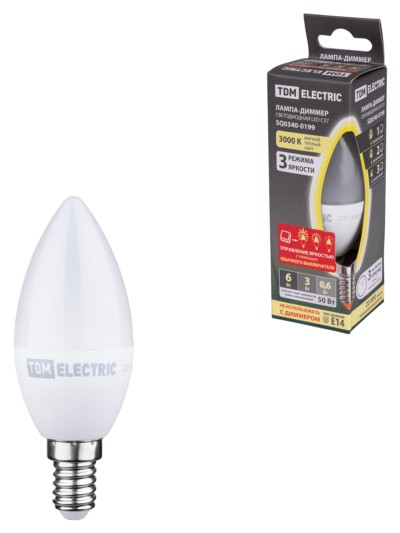Лампа СДЛ С37 6Вт 230В 3000К E14 “Лампа ДИММЕР” TDM