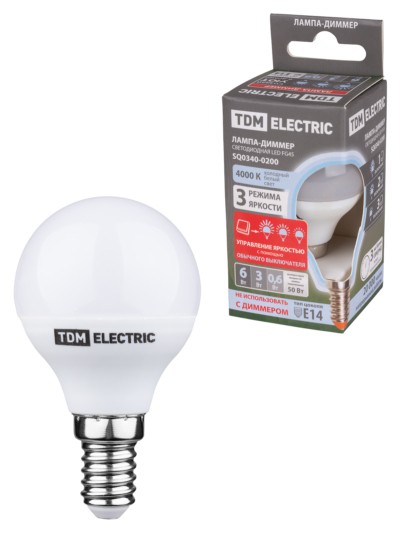Лампа СДЛ FG45 6Вт 230В 4000К E14 “Лампа ДИММЕР” TDM