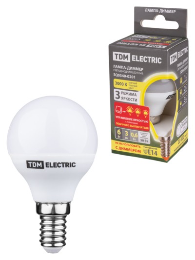 Лампа СДЛ FG45 6Вт 230В 3000К E14 “Лампа ДИММЕР” TDM