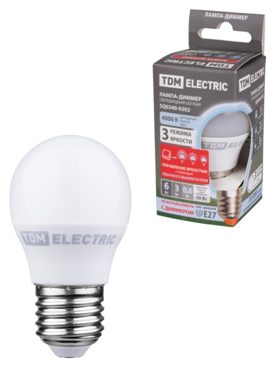 Лампа СДЛ FG45 6Вт 230В 4000К E27 “Лампа ДИММЕР” TDM