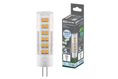 Лампа СДЛ G4 5Вт AC/DC 12В 4000К SMD 16×57мм TDM