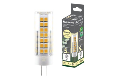 Лампа СДЛ G4 5Вт 230В 3000К SMD 16×55мм TDM