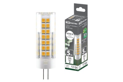Лампа СДЛ G4 5Вт 230В 6500К SMD 16×55мм TDM