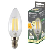 Лампа СДЛ Филамент С37 6Вт 230В 2700К E14 TDM