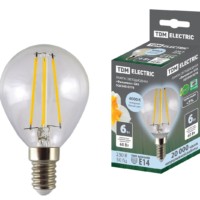 Лампа СДЛ Филамент G45 6Вт 230В 4000К E14 TDM