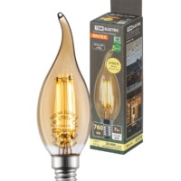 Лампа СДЛ Винтаж золотистая WFС37 7Вт 230В 2700К E14 свеча на ветру TDM