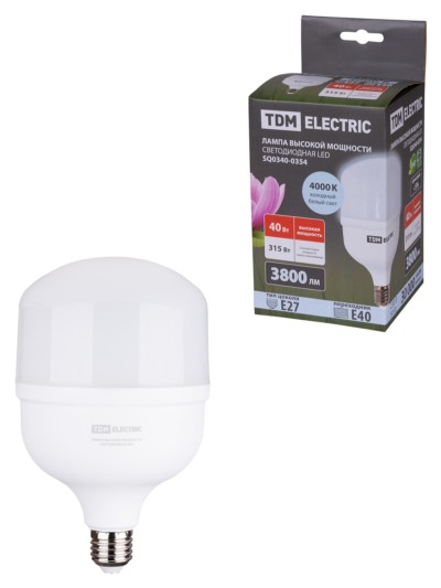 Лампа СДЛ T 40Вт 230В 4000К E27 120×190мм TDM