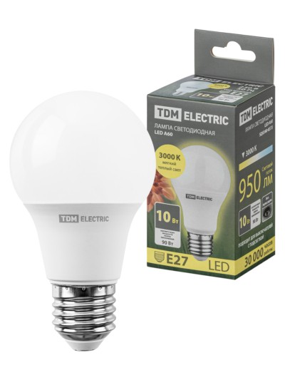 Лампа СДЛ А60 10Вт 230В 3000К E27 TDM