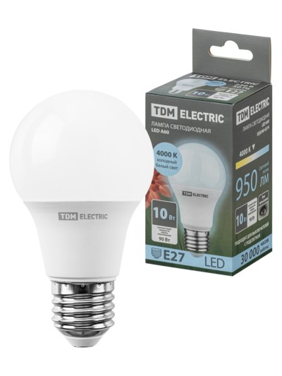 Лампа СДЛ А60 10Вт 230В 4000К E27 TDM