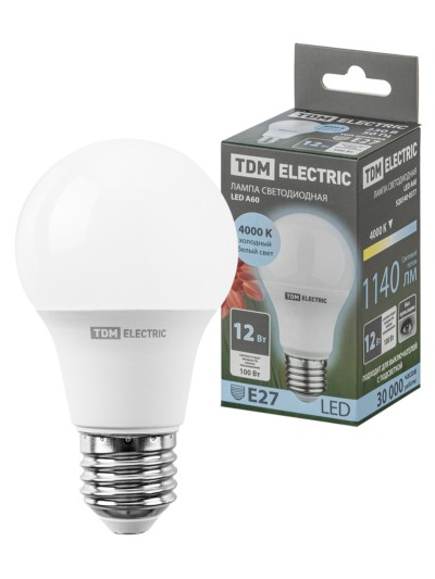 Лампа СДЛ А60 12Вт 230В 4000К E27 TDM