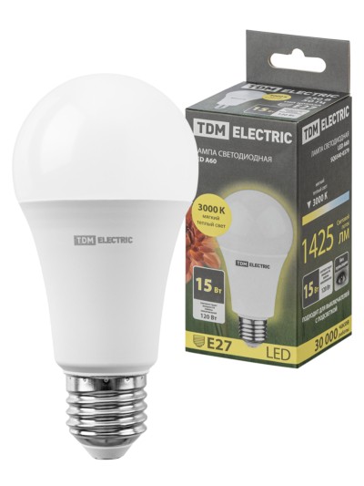Лампа СДЛ А60 15Вт 230В 3000К E27 TDM