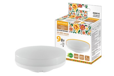 Лампа СДЛ GX53 9Вт 230В 4000К Э h26мм Народная TDM