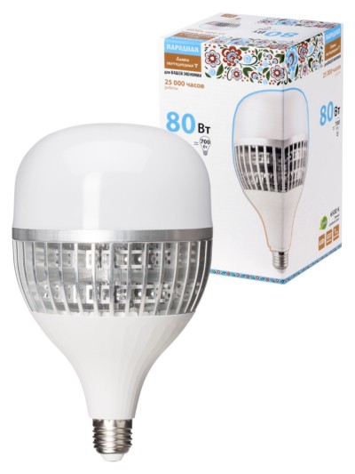 Лампа СДЛ T 80Вт 230В 6500К E27 130×223мм Народная TDM