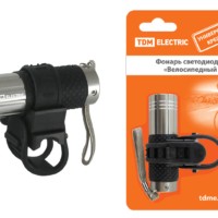 Фонарь TDM светодиодный “Велосипедный 2” с креплением, 9 LED, 30 лм/Вт, 3*AAA (1/12/48)
