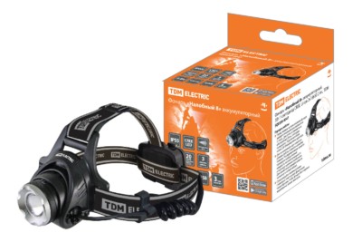 Фонарь «Налобный 8» аккумуляторный, 3Вт 1 светодиод CREE, Li-Ion 2×18650 2 Ач,  TDM