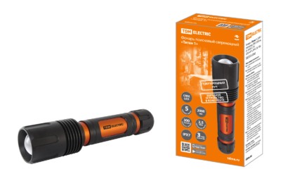 Фонарь TDM «Титан 1» 20 Вт 1 светодиод CREE 2000 лм, 2х18650 3.7 В 2200 мА*ч, IPX7, ЗУ, (1/12)