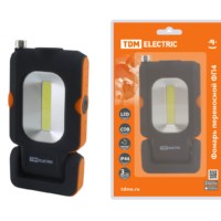 Фонарь TDM переносной светодиодный ФП4, 1 Вт LED+3 Вт COB, 110 лм, 3хААА, магн., телескоп, (1/20)