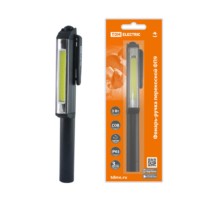 Фонарь TDM компактный ручка с клипсой, светодиодный ФП9, 3 Вт COB, 200 лм, 3хААА, магнит (1/48)