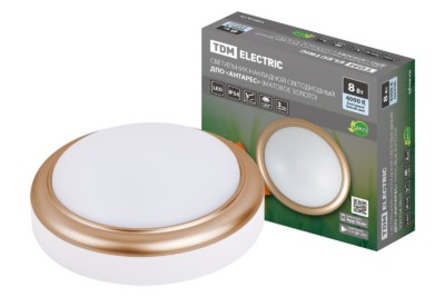 Светильник светодиодный накладной ДПО Антарес 8Вт 4000К круг 140×58 мм мат.золото IP54 TDM