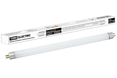 Лампа ЛЛ линейная двухцокольная 16/6Вт T5/G5 4000К 226,3мм TDM
