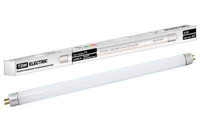 Лампа ЛЛ линейная двухцокольная 16/6Вт T5/G5 6500К 226,3мм TDM