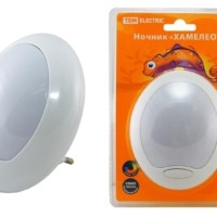 Ночник “Хамелеон” D 95 с выключателем,белый , 0,5 Вт, 220 В TDM