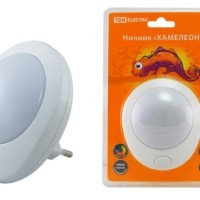 Ночник “Хамелеон” D 75 с выключателем,белый, 0,5 Вт, 220 В TDM