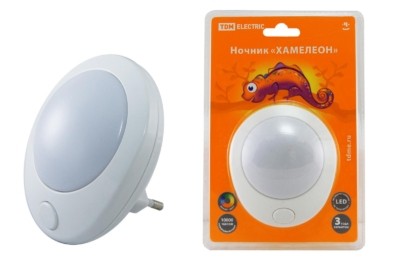 Ночник “Хамелеон” D 75 с выключателем,белый, 0,5 Вт, 220 В TDM