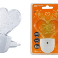 Ночник “Сердце”  с датчиком  света,светодиодный, 0.3 Вт  220 В TDM