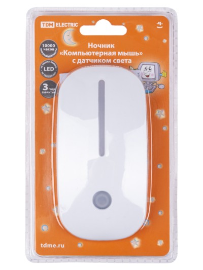 Ночник "Компьютерная мышь" с датчиком света, светодиодный, 0,5Вт, 220 В TDM — изображение 6