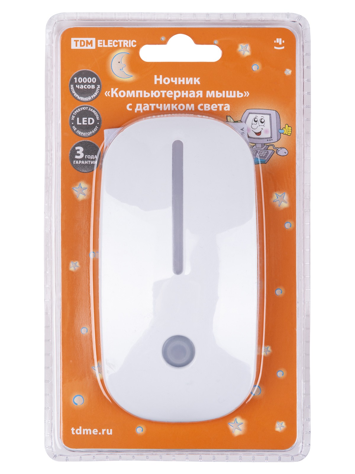 Ночник "Компьютерная мышь" с датчиком света, светодиодный, 0,5Вт, 220 В TDM — изображение 6