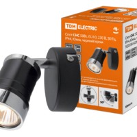 Спот СНС 50 Вт, GU10, 230В, 50 Гц, IP44, Юкка, черный/хром TDM