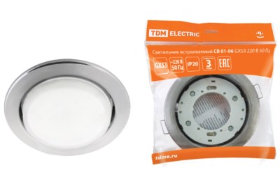 Светильник TDM встраиваемый СВ 01-06 GX53 220В 50Гц хром