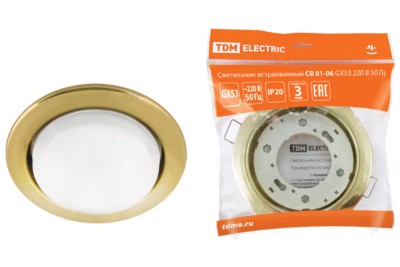 Светильник встраиваемый СВ 01-06 GX53 220В 50Гц золото TDM