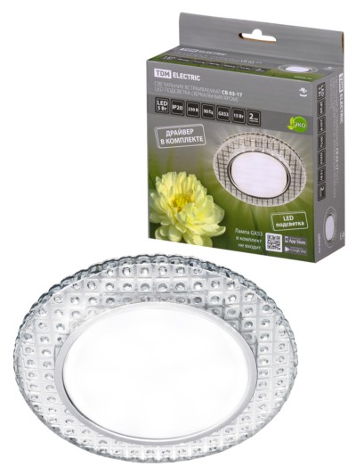Светильник встраиваемый СВ 03-17 GX53 230В LED подсветка 5Вт зеркальный/хром TDM
