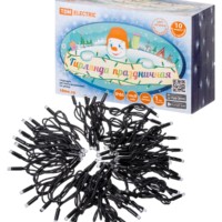 Гирлянда светодиодная СГУ100Б10, 10м, мерц-е, 6500К, каучук чер., посл. подкл, IP65, 250 В, TDM