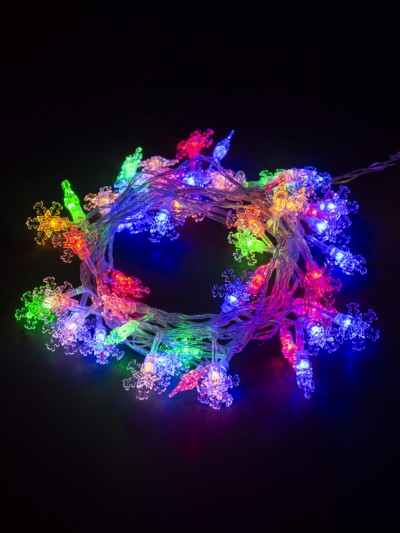Гирлянда светодиодная "Снежинки" 50LED, 5м, 8 режимов, многоцвет., прозр. шнур, 250 В, TDM — изображение 3