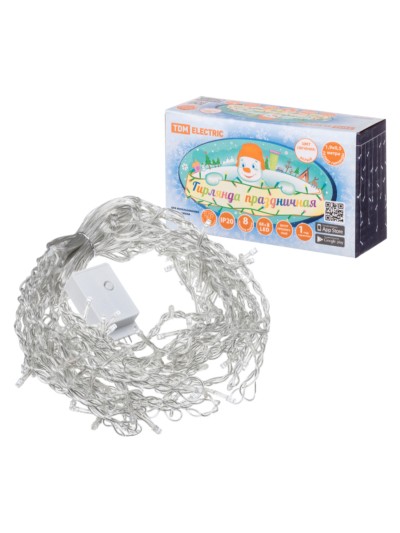 Гирлянда светодиодная “Бахрома” 1,9х0,5 м, 68LED, многоцветн., 8 режимов, 250 В, IP20, TDM