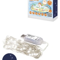 Гирлянда светодиодная “Роса 100-Д” 10 м, 100LED, белый, ПДУ, USB, IP20, TDM