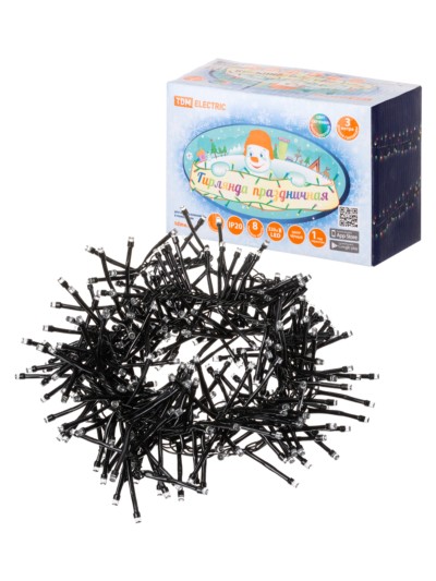 Гирлянда светодиодная “Мишура” 3 м, 320LED, многоцветн., 8 режимов, 250 В, IP20, TDM