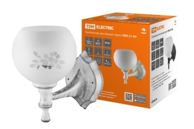 Светильник НББ 21-60-1321 УХЛ4 (белый под серебро, плафон полушар “цветы”) TDM