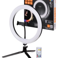 Лампа кольцевая светодиодная 30 см 16Вт 2700 6400К+RGB штатив наст. диммер ПДУ USB TDM