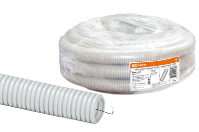 Гофротруба ПВХ для кабеля d20 с протяжкой 100м лёгкая TDM SQ0401-0002