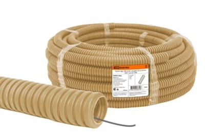 Гофротруба ПВХ для кабеля d20 с протяжкой 25м лёгкая “ЭКО” сосна TDM SQ0401-0052