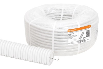 Гофротруба ПВХ для кабеля d20 с протяжкой 50м лёгкая, белая TDM SQ0401-0320