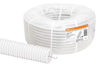 Гофротруба ПВХ для кабеля d32 с протяжкой 50м лёгкая, белая TDM SQ0401-0332